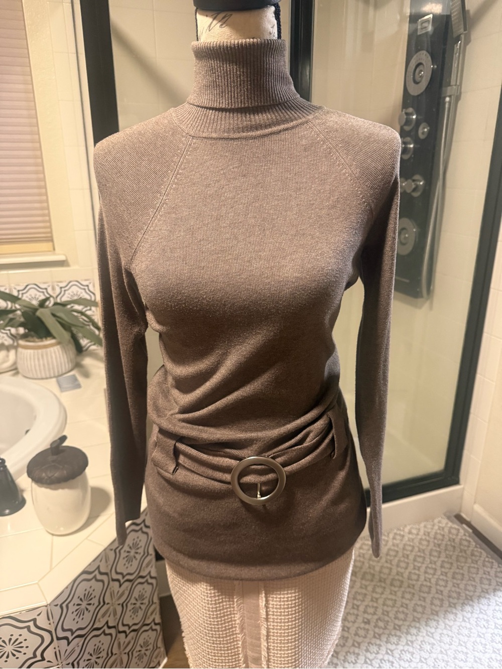 INC International Concepts Brown Taupe Turtleneck Sweater